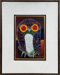 ALDEMIR MARTINS (1922 - 2006). "Coruja", óleo s/ tela. 27 x 19. Assinado e datado (1982) no
