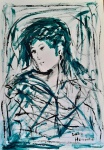 DORIS HAMUCHE - Figura, desenho a óleo sobre papel medindo... Obra não emoldurada.