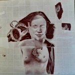 SÉRGIO NUNES 1984 - Figura feminina, giz de cera sobre papel medindo.... Assinada e datada no canto inferior direito. Obra não emoldurada.