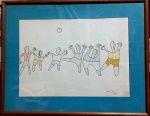Hélio Rola (1936) - JOGO DE BOLA, aquarela emoldurada em vidro, medindo 00x00cm com moldura e 00x00cm sem moldura em perfeito estado de conservação. Pintor, desenhista, escultor, gravador e cineasta. Francisco Hélio Rola estudou na Sociedade Cearense de Artes Plásticas em 1949. Forma-se em medicina em 1961 e, cinco anos depois, finaliza curso de pós-graduação em Bioquímica pela USP. Entre 1967 e 1970, estuda pintura com Joseph Tobin e Agnes Hart no Art Student's League, em Nova Iorque (Estados Unidos), período em que aproveita para frequentar a Liga de Estudantes de Arte da cidade e trabalhar como pesquisador no The Public Health Research Institute. Como membro do Grupo Aranha realiza diversos painéis de pintura mural coletiva em Fortaleza e São Paulo.1971 - Fortaleza CE - Individual, na Galeria Gauguin1973 - São Paulo SP - Individual, na Galeria Opus1973 - Rio de Janeiro RJ - Individual, na Galeria Ponto de Arte1974 - Fortaleza CE - Individual, no Museu de Arte da UFCE1981 - Paris (França) - Individual, no Centro Cultural de Meudon Val-Fleury1982 - Fortaleza CE - Individual, no Museu de Arte da UFCE1985 - São Paulo SP - Individual, Arte Postal: Prato Feito Arte, no Centro Cultural São Paulo1990 - Fortaleza CE - Individual, no Museu de Arte da UFCE1996 - São Paulo SP - Hélio Rola, no MAC/USP