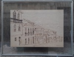 ESTEVÃO - Vista de Ouro Preto, nanquim medindo 44x32cm somente a obra e 59x45 com a moldura. Assinado no canto inferior direito. Emoldurado com vidro duplo.