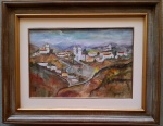 WAGNER - Vista de Ouro Preto, óleo sobre tela medindo 52x35 somente a obra e 80x64 com a moldura. Assinado no canto inferior direito.