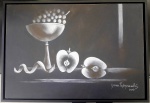 YARA TUPYNAMBÁ 2013 - Frutos sob fundo preto, pastel seco medindo 46x32 cm. Emoldurado em moldura infinita. Yara Tupynambá é uma pintora, gravadora, desenhista, muralista e professora residente em Belo Horizonte. Iniciou seus estudos de arte em 1950, em Belo Horizonte, com Guignard, e aprofundou-se na gravura em 1954 com Misabel Pedrosa, aperfeiçoando-se posteriormente com Oswaldo Goeldi, no Rio de Janeiro. Cursou a Faculdade de Artes Visuais da Universidade Federal de Minas Gerais (UFMG), onde, em 1967, defendeu tese sobre Albert Dürer e, no ano seguinte, passou a lecionar gravura na mesma instituição. Dedicou-se especialmente à gravura em madeira, preferindo o preto e branco à utilização de cores. Em suas telas a óleo, retratou congados, cavalhadas e violeiros, temas que remetiam à sua adolescência e às viagens pelo interior de Minas Gerais. Uma das maiores artistas mineiras com obras nas melhores coleções e com valorização e procura em ascendência.