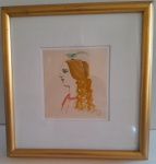 REYNALDO FONSECA 1967 - Figura feminina, aquarela sobre cartão medindo 18,5x17, assinado e datado no canto inferior direito. Emoldurado com vidro.