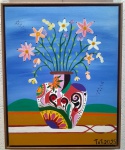 TATI 2026 - Vaso de flores, óleo sobre tela medindo 40x50cm, assinado e datado no canto inferior direito. Sem moldura.