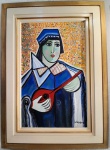 CHANINA 1980 - Pierrot, óleo sobre tela medindo 50x78 somente a obra e 80x110 com moldura. Assinada no canto inferior direito. Datado e assinado no verso.