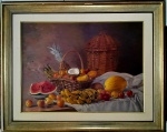 FLORÊNCIO - Natureza morta, óleo sobre tela medindo 80x60 somente a obra e 90x110 com a moldura.