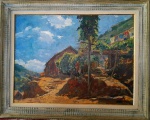 OSWALDO TEIXEIRA - Casebre em Petrópolis, óleo sobre tela medindo 46x60 somente a obra e 60x80 com a moldura. Assinado no canto inferior esquerdo.