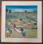 RODELNEGIO 1987 - Lavadeiras, óleo sobre tela medindo 40x40cm somente a obra e 51x51 com a moldura. Assinado e datado no canto inferior esquerdo.