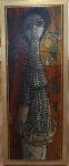 INOS CORRADIN - Figura feminina, óleo sobre tela medindo 40x125cm somente a obra e 50x130cm com a moldura. Assinado no canto inferior direito.