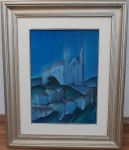 BRACHER 1973 - Igreja de Santa Efigênia, óleo sobre tela medindo 45x32 somente a obra e 70x58 com a moldura. Assinado no canto inferior direito. Assinado, titulado, localizado e datado no verso.