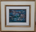 BAX - Vista de Ouro Preto, óleo sobre madeira medindo 24x20 somente a obra e 50x45 com a moldura. Assinado no canto inferior esquerdo.