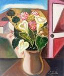 Emiliano Di Cavalcanti, Composição com Vaso de Flores - óleo sobre tela medindo 53x43cm, a.c.i.d