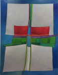 SANDRA P. SARRO, `Caminho do Meio` - óleo sobre tela medindo 70x90cm, a.c.i.d e verso