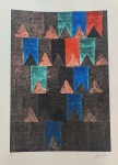 Alfredo Volpi, `Bandeirinhas` - gravura medindo 42x30, a.c.i.d