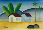 Tarsila do Amaral, `Paisagem com Casinhas` - guache sobre papel medindo 20 x 30, a.c.i.e