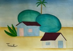 Tarsila do Amaral, `Paisagem com Casinhas` - guache sobre papel medindo 20 x 30, a.c.i.e