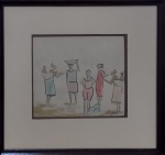 Héctor Carybe, `Trabalhadores` - técnica mista sobre papel medindo 17 x 19, a.c.i.d