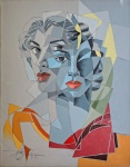 Henri Carriéres, Rostos/Cubismo, óleo sobre tela, 50x40cm, sem moldura