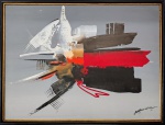 Marcos Moreira da Fonseca, Abstrato, óleo sobre tela, 59x79cm, 1993, com moldura