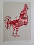 Aldemir Martins, Galo Vermelho, gravura, tiragem 96/100, Edição Póstuma, 50x35cm, sem moldura