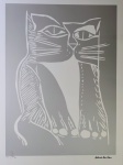 Aldemir Martins, Gato Prateado, gravura, tiragem 26/100, 70x50cm, sem moldura, Edição Póstuma
