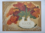 Virgínia de Miranda, Flores, Gravura PA, 48x66cm, sem moldura, com pontos de acidez, necessita de limpeza