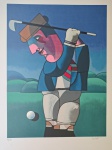 Inos Corradin, Golfista, gravura, tiragem 45/100, 70x50cm, sem moldura, Assinatura Serigrafada