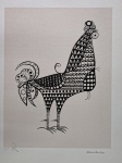 Aldemir Martins, Galo Preto, gravura 44/100, 70x50cm, Edição Póstuma, sem moldura