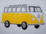 Kleber Ventura, Kombi Amarela, gravura, tiragem 7/35, 35x50cm, sem moldura