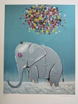 Kleber Lopes, Elefante, gravura, tiragem 63/80, 54x45cm, sem moldura