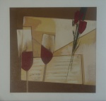 Olímpia Couto, Taças, gravura, tiragem 102/160, 50x50cm, sem moldura, com pequena quebra de papel