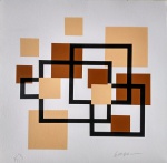 Kleber Ventura, Geométrico bege, gravura PA, 50x50cm, sem moldura