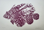 Kleber Ventura, Peixe Roxo, gravura PI 1/2,35x50cm, sem moldura