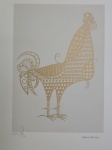 Aldemir Martins, Galo Dourado, gravura, tiragem 10/100, 50x36cm, Edição Póstuma, sem moldura