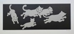 Fang, Gato Prateado, gravura, tiragem 18/50, 23x50cm, sem moldura, necessita de limpeza