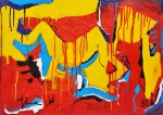 GM007, J. GUINLE, ÓLEO SOBRE TELA, ABSTRATO, MEDINDO 70 X 50 CM. SEM MOLDURA.