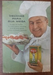 Livreto de Receitas Vintage Óleo Delícia (Sanbra)  Anos 50/60  Óleo de Amendoim - Raro livreto promocional original do Óleo Delícia, publicado pela Sanbra. O material destaca o uso do óleo de amendoim em pratos sofisticados e tradicionais da culinária brasileira da época.