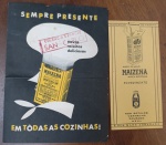 Lote Raro Maizena Duryea: Livreto "Novas Receitas Deliciosas" + Marcador de Páginas -  Maizena (Duryea), datadas provavelmente das décadas de 1940 ou 1950. O destaque é o livreto de receitas acompanhado de um raro marcador de páginas original, o que valoriza o lote para colecionadores de itens de cozinha vintage.
