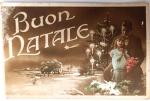 Raro Cartão Postal Italiano Antigo "Buon Natale"  Cromolitografia / RPPC (Circa 1900-1920)