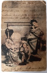 Raro Cartão Postal Antigo "Cena Japonesa"  Mensagem Manuscrita de 1910/20  Temática Geisha e Infância Exemplar raríssimo de cartão postal antigo que une a estética oriental à história postal luso-brasileira. A imagem apresenta uma cena doméstica japonesa com mulheres em trajes tradicionais (kimonos) e uma criança, emoldurada por uma belíssima mensagem manuscrita em português, datada de um "12 de Junho".