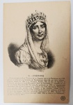Antigo Cartão Postal Francês (nº 41)  Imperatriz Joséphine  Biografia Histórica  Circa 1900Retrato em gravura de Marie-Josèphine-Rose Tascher de La Pagerie, a Imperatriz Joséphine, usando sua icônica tiara e véu.