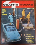 EXTREMA RARIDADE 1961 Revista Quatro Rodas Nº 11 - Ano I - Especial Salões 61Composição artística com carros conversíveis clássicos em um posto de serviço, destacando a elegância e o estilo de vida da época ("Moda Esporte").Junho de 1961 (Apenas o 11º mês de existência da revista).