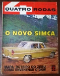 RARIDADE 1964 Quatro Rodas Nº 45 - O Novo Simca e Como Envenenar o DKW"O Novo Simca"  Apresentação da linha 1964 do sedã de luxo Simca Chambord, ícone de status da época.Destaque Técnico: "Como Envenenar o DKW"  Guia clássico de preparação e aumento de performance para os motores 2 tempos da Vemag.