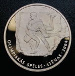 Moeda Letônia - 1 Lats 2002 - Km-57 Proof FC - Prata (.925) - 31,47 g - 38,61 mm - Comemorativa Atenas - 2004.