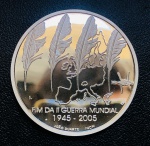 Moeda Portugal - 8 Euros 2005 - Km-773a Proof FC - na Capsula Original - Prata (.925) - 31,10 g - 36 mm - Comemorativa 60º aniversário do fim da Segunda Guerra Mundial.
