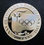 Moeda Espanha - 2000 Pesetas 1991 - Prata (.925) - 27 g - 40 mm - Km-887 Proof FC - Comemorativa Símbolos olímpicos - Séries: Jogos Olímpicos de Verão Barcelona 1992 - Rei Juan Carlos I e do príncipe Felipe