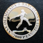 Moeda Espanha - 2000 Pesetas 1990 - Prata (.925) - 27 g - 40 mm - Km-867 Proof FC - Comemorativa Pelota basca - Séries: Jogos Olímpicos de Verão Barcelona 1992 - Rei Juan Carlos I e do príncipe Felipe