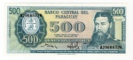 Cédula Paraguai - 500 Guarani 1982 - P-206 FE - Séries: Decreto-Lei de 25.03.1952 (1982-1994) - `Valor em Guarani no Verso - Impressora TDLR`.
