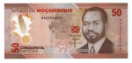 Cédula Moçambique  - 50 Meticais 2024 - Polimero FE - Primeiro presidente, Samora Moisés Machel - Série Nº BA23555047.